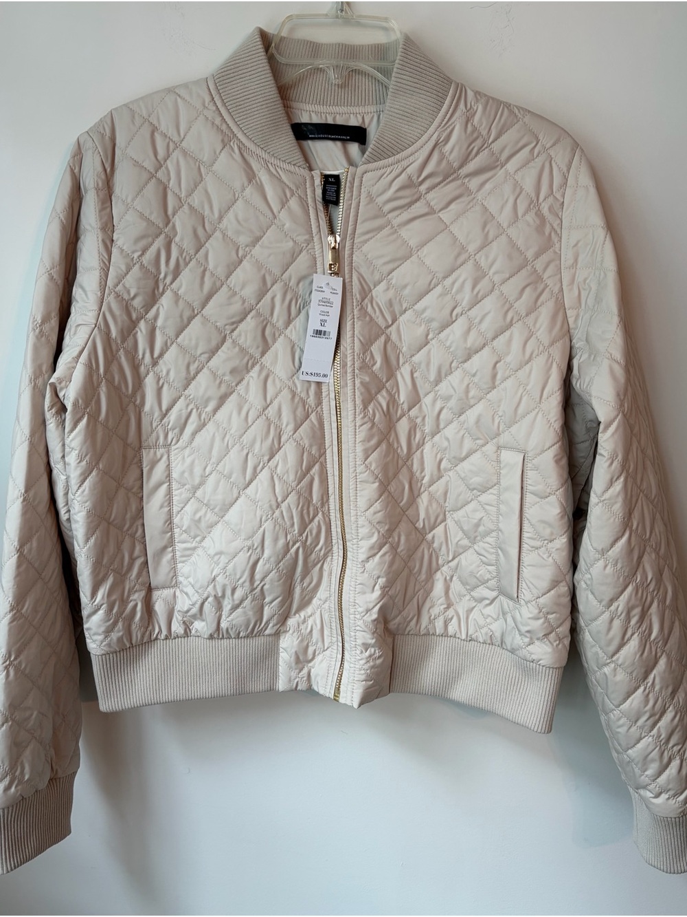 NWT White House Black Market Quilted Bomber Jacket XL. $195 Originally Gold Acce